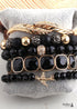 Boho Bracelet, RH Bracelet Set, Cubic Zircon Ball, Natural Stones Ball in Black and White